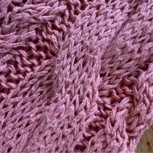 Garnett Hill Linen & Cotton Cabled Pullover in Desert Bloom Pink Size M - Picture 8 of 11